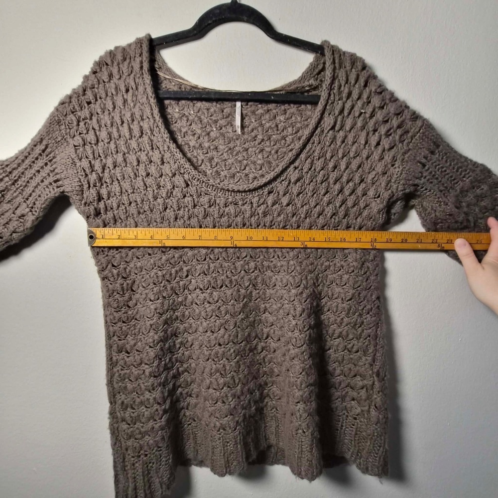 Free People Shabby Chic Earthy Cottage Brown Forest Garden Chunky Knit Sweater - Picture 11 of 12